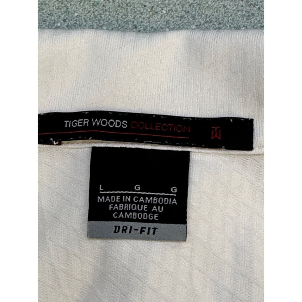 Nike Tiger Woods Collection White Golf Polo Shirt Mens Large 457982-100 TW Logo - Picture 9 of 11